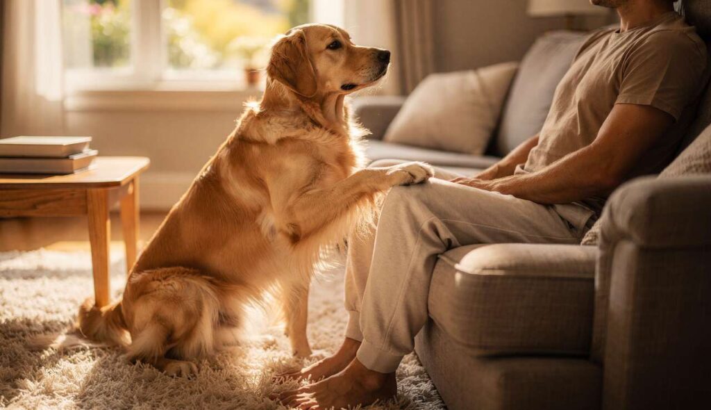 Kiedy pies kładzie łapę na twoim kolanie, nie prosi o zabawę: oto prawdziwy powód